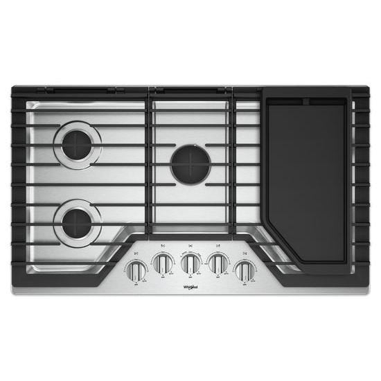 Whirlpool® 36-inch Gas Cooktop with Griddle WCG97US6HS