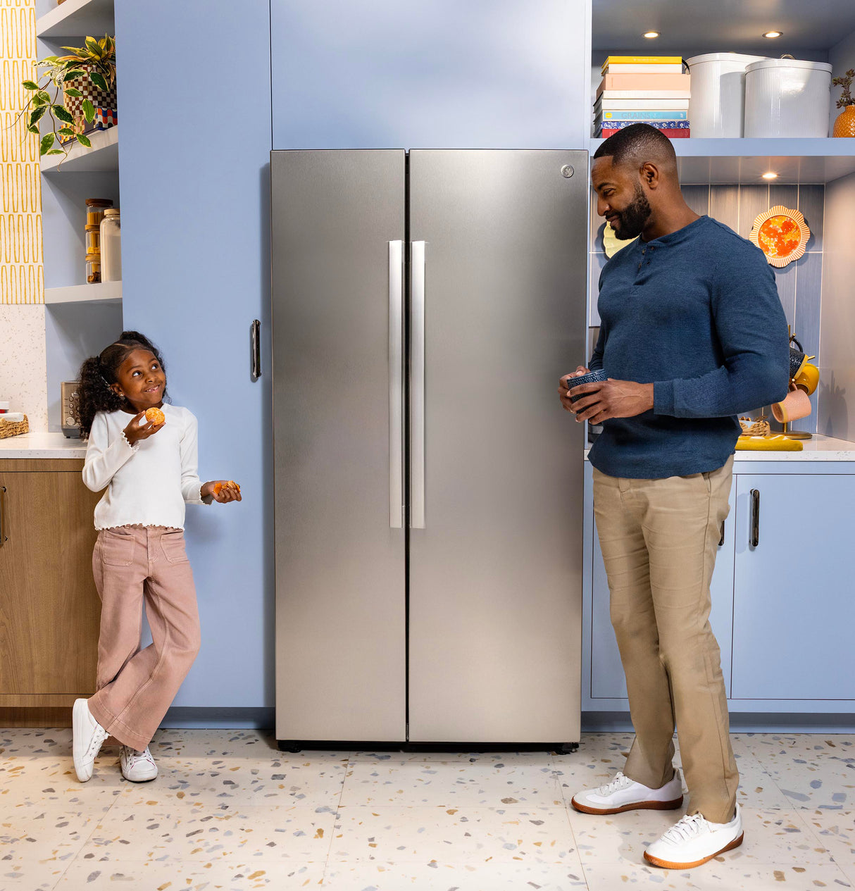 GE 24.2 Cu. Ft. Counter-Depth Side-By-Side Refrigerator with Internal Dispenser and In-Door Icemaker GKS24NYYFS
