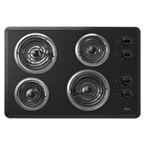 Whirlpool® 30" Electric Cooktop with Dishwasher-Safe Knobs WCC31430AB