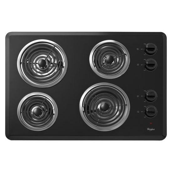 Whirlpool® 30" Electric Cooktop with Dishwasher-Safe Knobs WCC31430AB