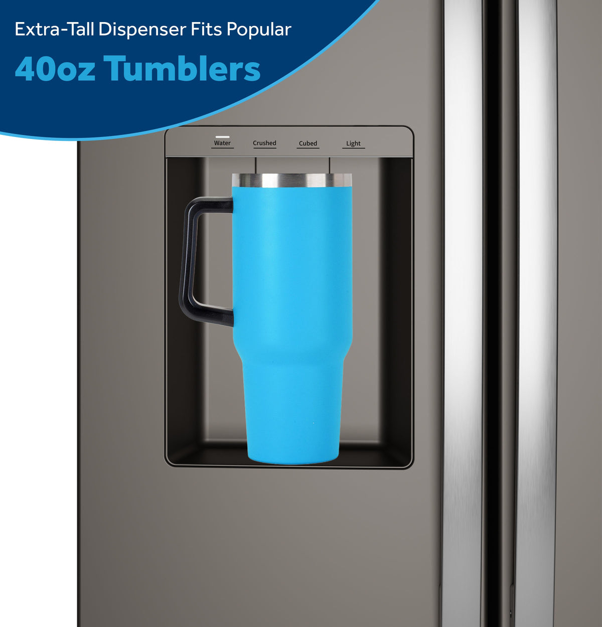 GE 23.6 Cu. Ft. Counter-Depth Side-By-Side Refrigerator with Extra Tall Dispenser and In-Door Icemaker GZS24NMYES