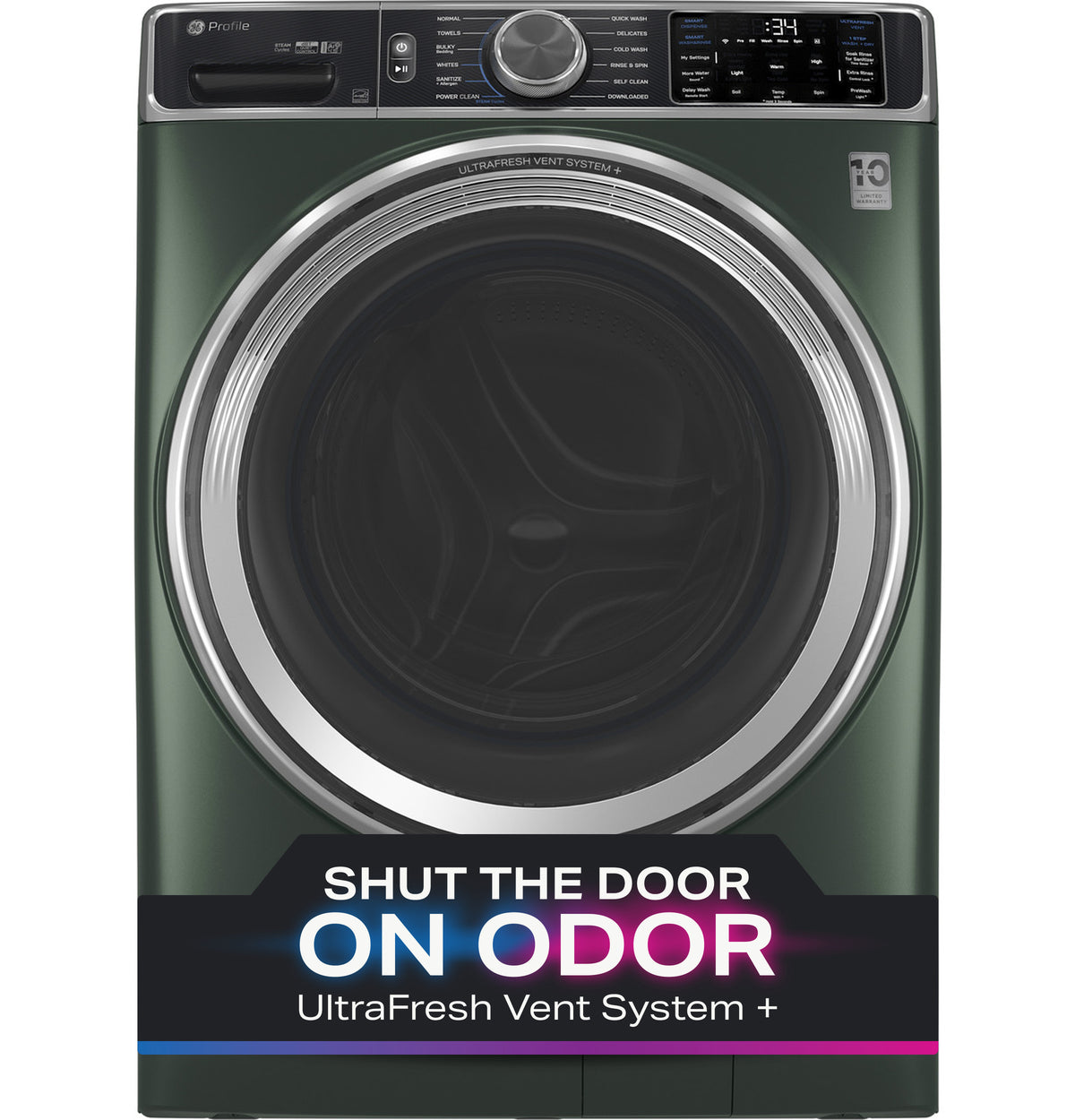 GE Profile™ 5.5 cu. ft. Capacity Smart Front Load ENERGY STAR® Steam Washer with UltraFresh Vent System Plus and Smart Wash + Rinse PFW955SPWGN