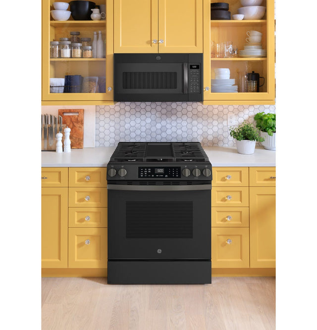 GE® 30" Slide-In Front-Control Convection Gas Range with No Preheat Air Fry and EasyWash™ Oven Tray GGS600AVDS