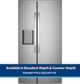GE 23.6 Cu. Ft. Counter-Depth Side-By-Side Refrigerator with Extra Tall Dispenser and In-Door Icemaker GZS24NYYFS