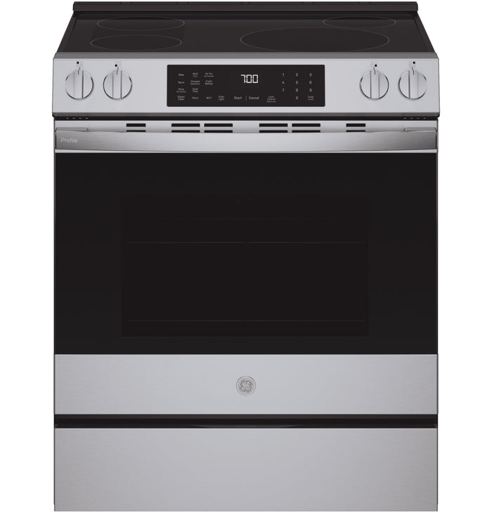 GE Profile™ ENERGY STAR® 30" Smart Slide-In Induction and Convection Range with No Preheat Air Fry and EasyWash™ Oven Tray PHS700AYFS