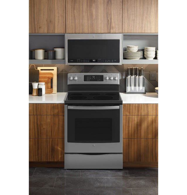 GE Profile 30" Smart Free-Standing Electric Convection Fingerprint Resistant Range with No Preheat Air Fry PB900YVFS