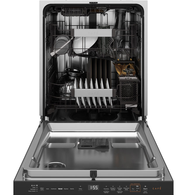 Café™ Smart Stainless Steel Interior Dishwasher with Sanitize and Ultra Wash & Dual Convection Ultra Dry in Platinum Glass CDP888M5VS5