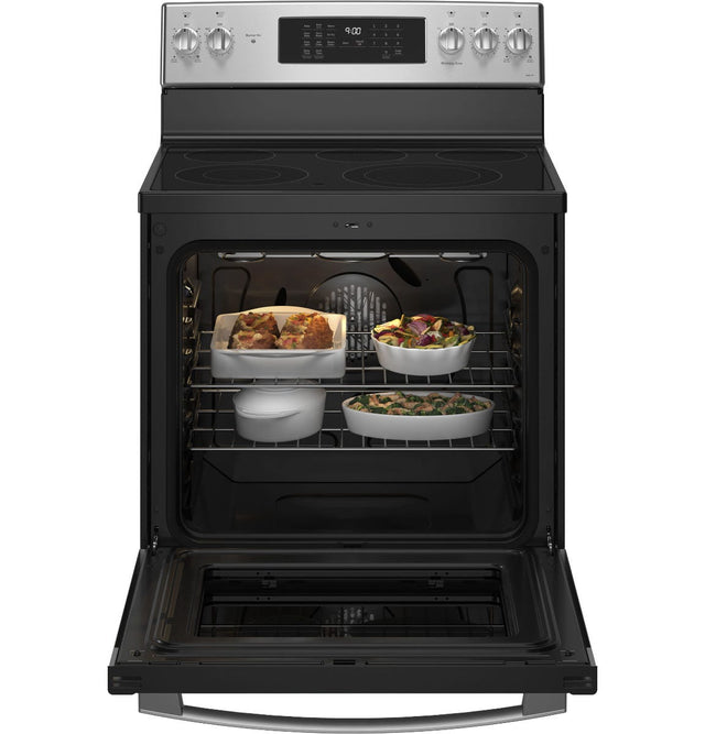 GE Profile 30" Smart Free-Standing Electric Convection Fingerprint Resistant Range with No Preheat Air Fry PB900YVFS