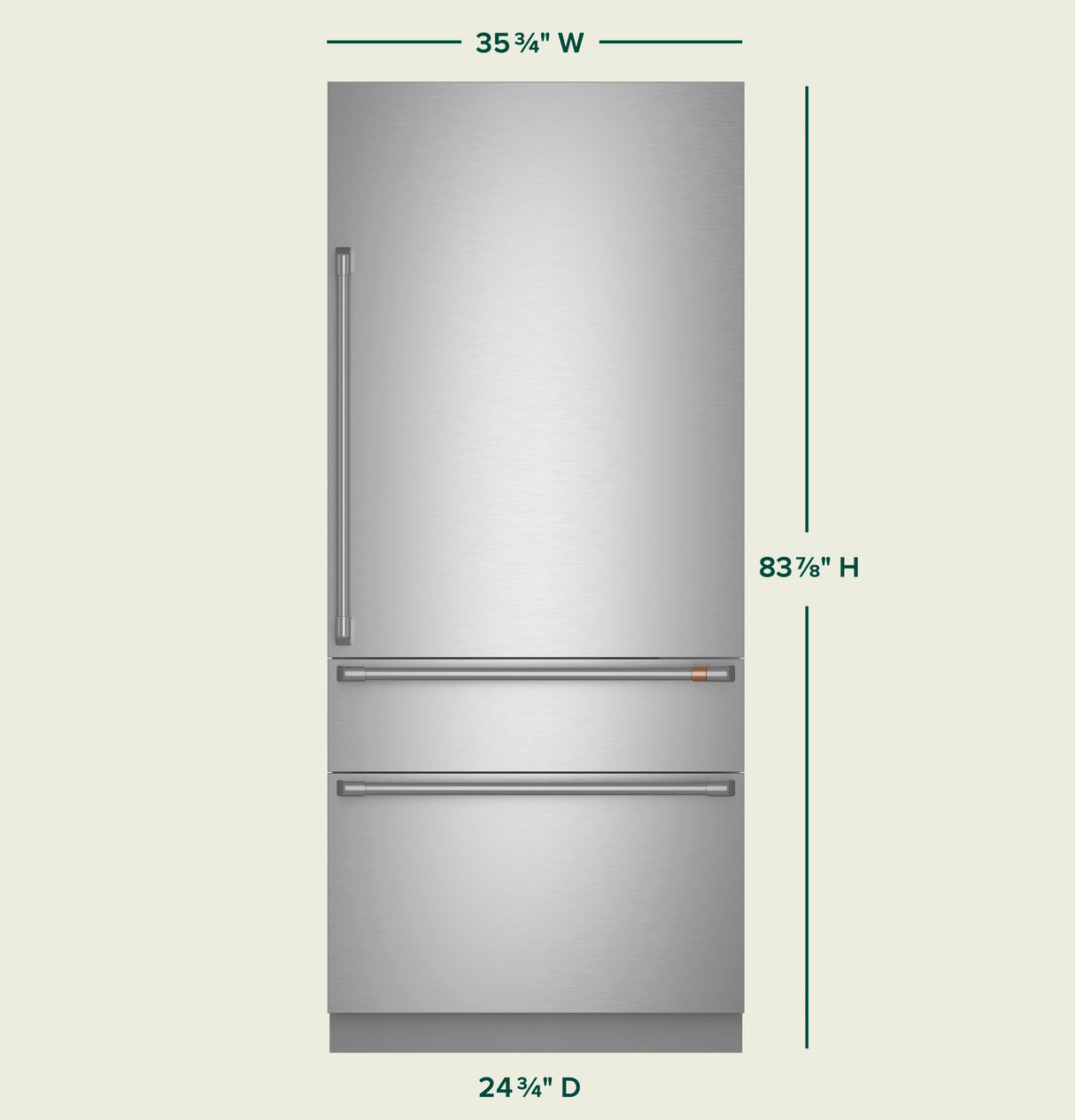 CAFE™ 36" Panel-Ready Integrated Bottom-Freezer Refrigerator – Right Swing CIC36RK6ZII