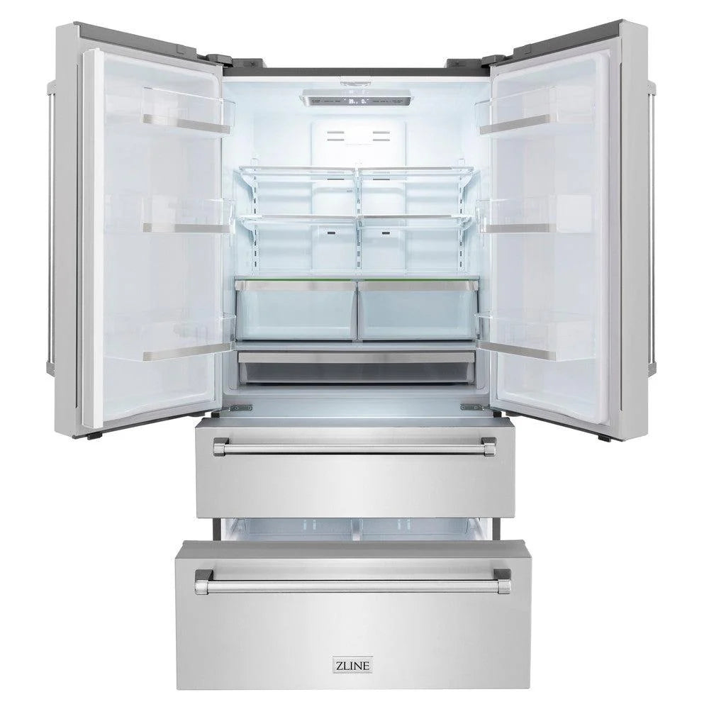 ZLINE 36 in. 22.5 cu. ft. Counter-Depth French Door Refrigerator with Ice Maker in Fingerprint-Resistant Stainless Steel (RFM-36) (S&D)