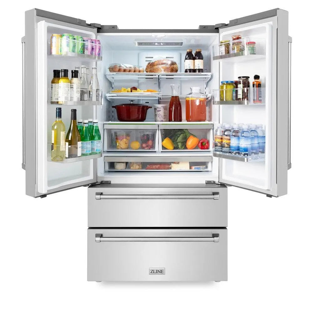 ZLINE 36 in. 22.5 cu. ft. Counter-Depth French Door Refrigerator with Ice Maker in Fingerprint-Resistant Stainless Steel (RFM-36) (S&D)
