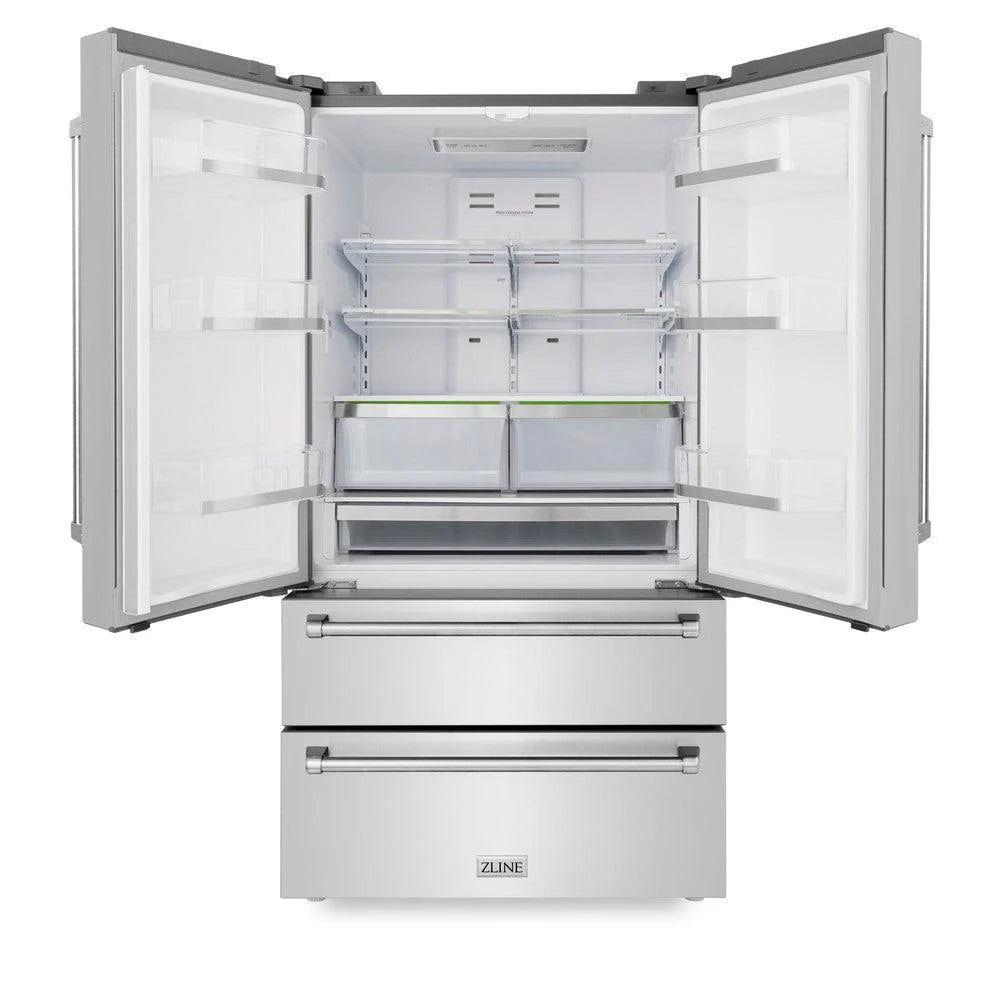 ZLINE 36 in. 22.5 cu. ft. Counter-Depth French Door Refrigerator with Ice Maker in Fingerprint-Resistant Stainless Steel (RFM-36) (S&D)