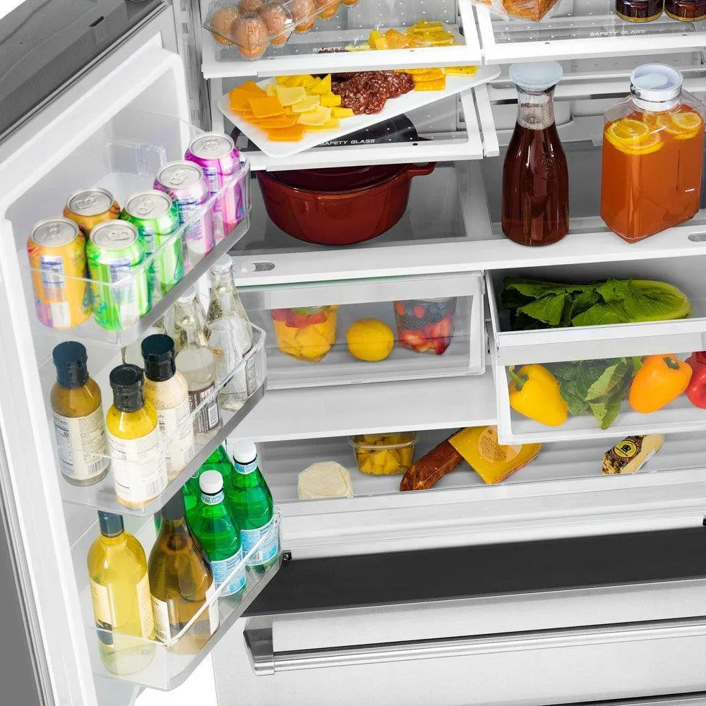 ZLINE 36 in. 22.5 cu. ft. Counter-Depth French Door Refrigerator with Ice Maker in Fingerprint-Resistant Stainless Steel (RFM-36) (S&D)