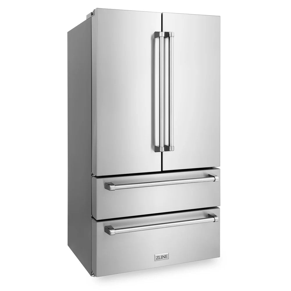 ZLINE 36 in. 22.5 cu. ft. Counter-Depth French Door Refrigerator with Ice Maker in Fingerprint-Resistant Stainless Steel (RFM-36) (S&D)
