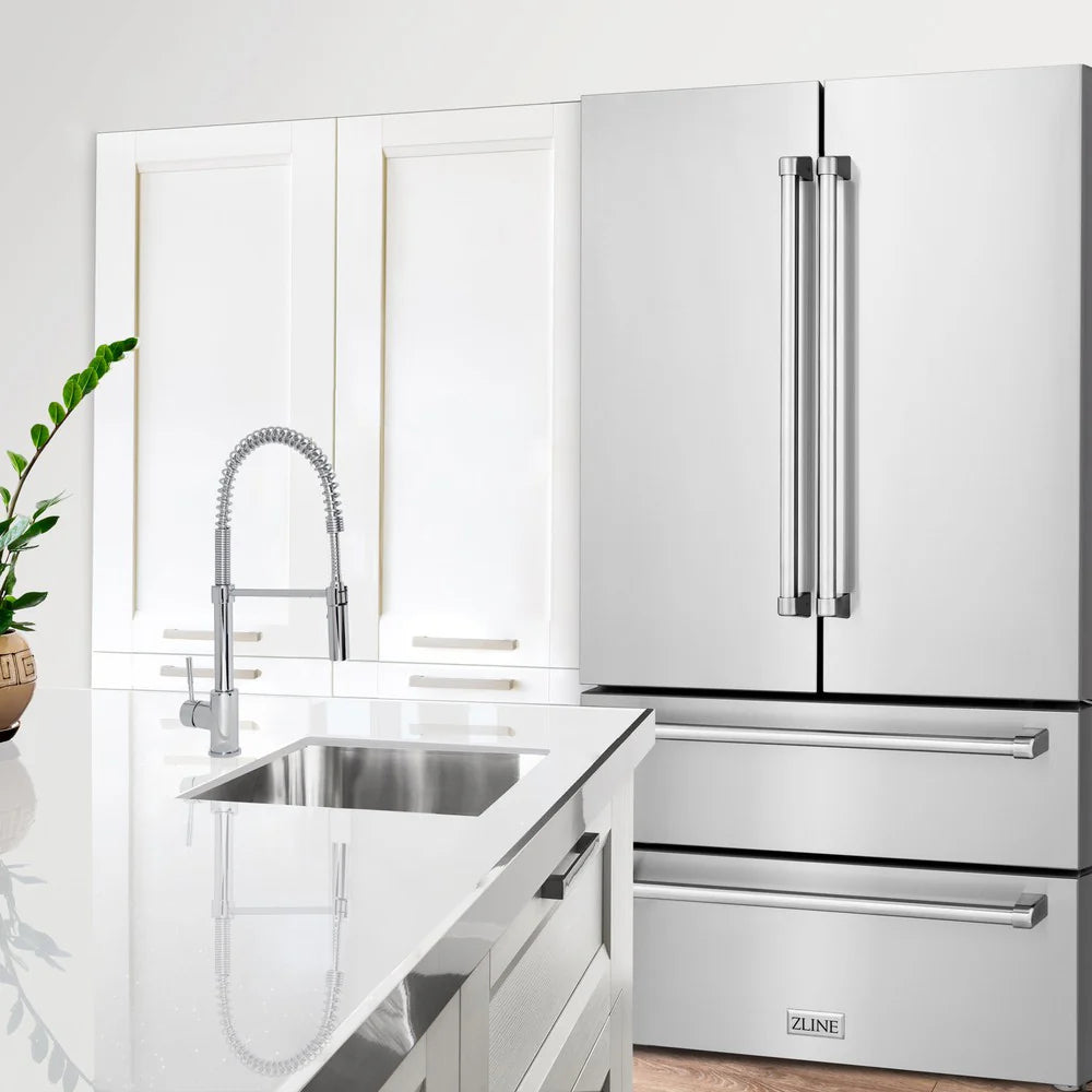 ZLINE 36 in. 22.5 cu. ft. Counter-Depth French Door Refrigerator with Ice Maker in Fingerprint-Resistant Stainless Steel (RFM-36) (S&D)