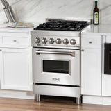ZLINE 24 in. 2.8 cu. ft. Legacy Dual Fuel Range with 4 Burner Gas Cooktop and Electric Convection Oven in Stainless Steel (RA24) (S&D)